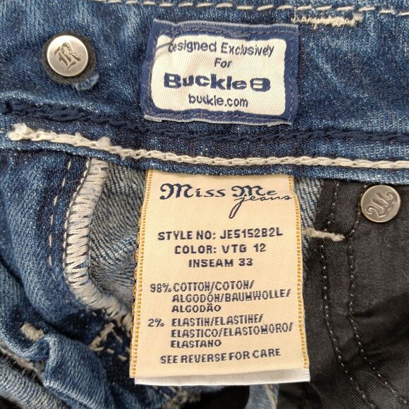 Miss Me Jeans Womens 26 Lowrise Bootcut Stretchy Distressed Embellished Y2K - Picture 8 of 12